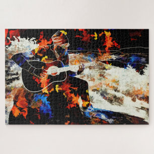 abstracte gitarist puzzel