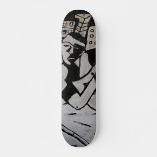 ABSTRACTE GITARIST ZWART WIT SKATEBOARD