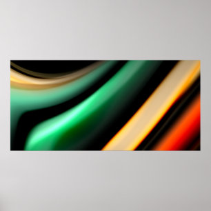 Abstracte gladde lijnen op zwarte, meerkleurige zi poster