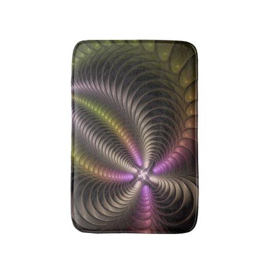 Abstracte glanzende Trippy Kleurrijke 3D Fractal A Badmat (Voorkant Verticaal)