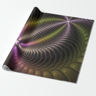 Abstracte glanzende Trippy Kleurrijke 3D Fractal A Cadeaupapier