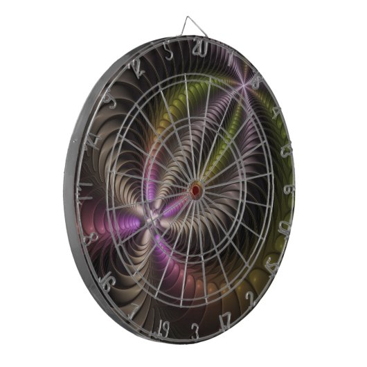 Abstracte glanzende Trippy Kleurrijke 3D Fractal A Dartbord (Voorkant Links)
