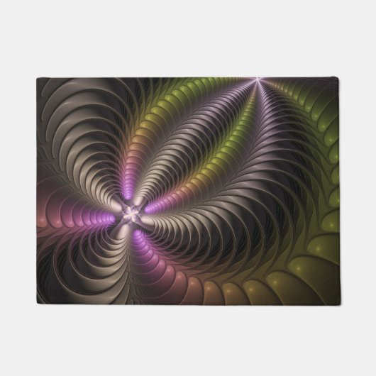 Abstracte glanzende Trippy Kleurrijke 3D Fractal A Deurmat (Voorkant)