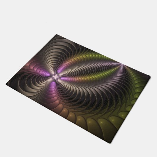 Abstracte glanzende Trippy Kleurrijke 3D Fractal A Deurmat (Schuin)