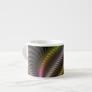 Abstracte glanzende Trippy Kleurrijke 3D Fractal A Espresso Kop