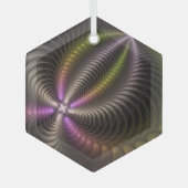 Abstracte glanzende Trippy Kleurrijke 3D Fractal A Glas Ornament (Voorkant)