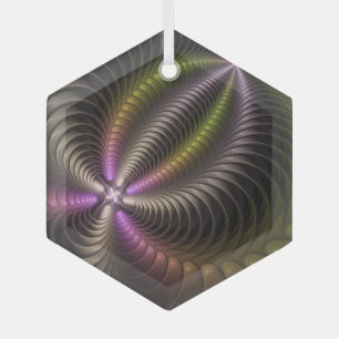 Abstracte glanzende Trippy Kleurrijke 3D Fractal A Glas Ornament