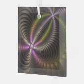 Abstracte glanzende Trippy Kleurrijke 3D Fractal A Glas Ornament (Voorkant links)