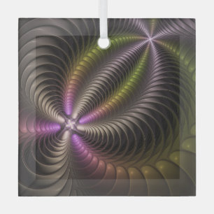 Abstracte glanzende Trippy Kleurrijke 3D Fractal A Glas Ornament