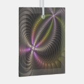 Abstracte glanzende Trippy Kleurrijke 3D Fractal A Glas Ornament (Voorkant Rechts)