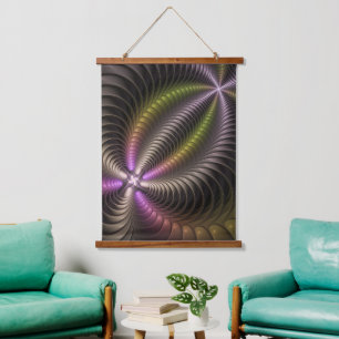 Abstracte glanzende Trippy Kleurrijke 3D Fractal A Hangend Wandkleed