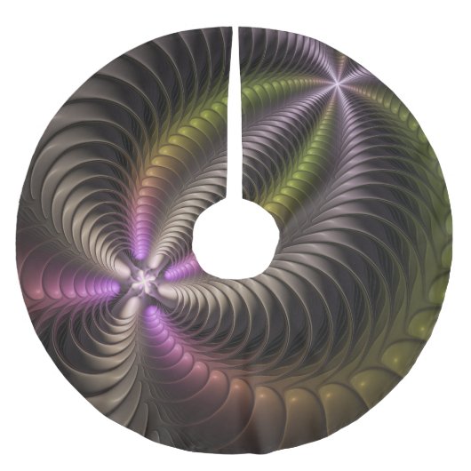 Abstracte glanzende Trippy Kleurrijke 3D Fractal A Kerstboom Rok (Voorkant)