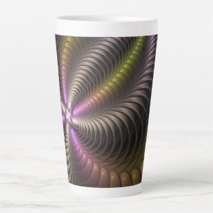 Abstracte glanzende Trippy Kleurrijke 3D Fractal A Latte Mok