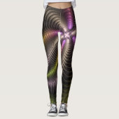 Abstracte glanzende Trippy Kleurrijke 3D Fractal A Leggings (Voorkant)