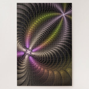 Abstracte glanzende Trippy Kleurrijke 3D Fractal A Legpuzzel