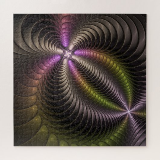 Abstracte glanzende Trippy Kleurrijke 3D Fractal A Legpuzzel (Horizontaal)