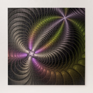 Abstracte glanzende Trippy Kleurrijke 3D Fractal A Legpuzzel