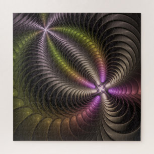 Abstracte glanzende Trippy Kleurrijke 3D Fractal A Legpuzzel