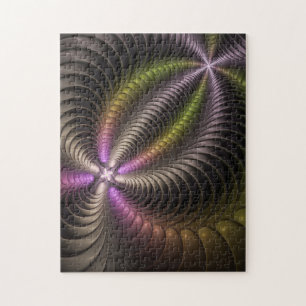 Abstracte glanzende Trippy Kleurrijke 3D Fractal A Legpuzzel