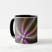 Abstracte glanzende Trippy Kleurrijke 3D Fractal A Mok (Voorkant links)