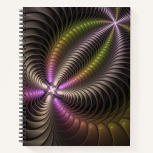 Abstracte glanzende Trippy Kleurrijke 3D Fractal A Notitieboek