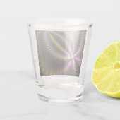 Abstracte glanzende Trippy Kleurrijke 3D Fractal A Shot Glas (Achterkant)