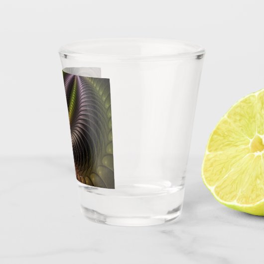 Abstracte glanzende Trippy Kleurrijke 3D Fractal A Shot Glas (Rechts)