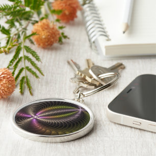 Abstracte glanzende Trippy Kleurrijke 3D Fractal A Sleutelhanger