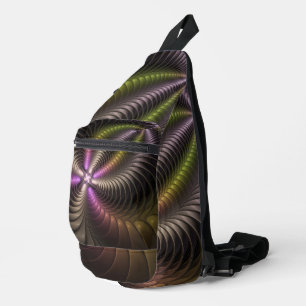 Abstracte glanzende Trippy Kleurrijke 3D Fractal A Sling Bag