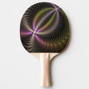 Abstracte glanzende Trippy Kleurrijke 3D Fractal A Tafeltennisbatje