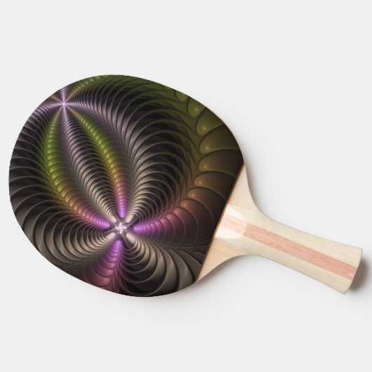 Abstracte glanzende Trippy Kleurrijke 3D Fractal A Tafeltennisbatje (Zijkant)