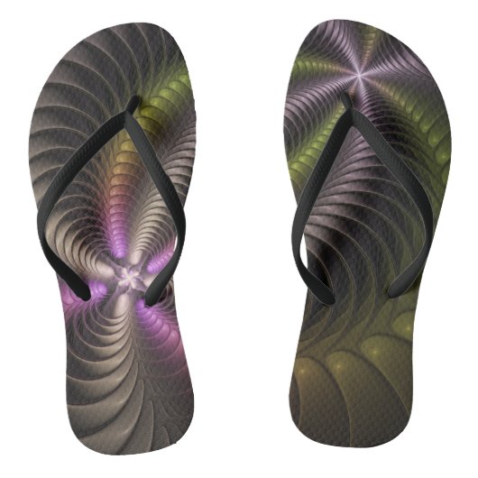 Abstracte glanzende Trippy Kleurrijke 3D Fractal A Teenslippers (Voetbed)