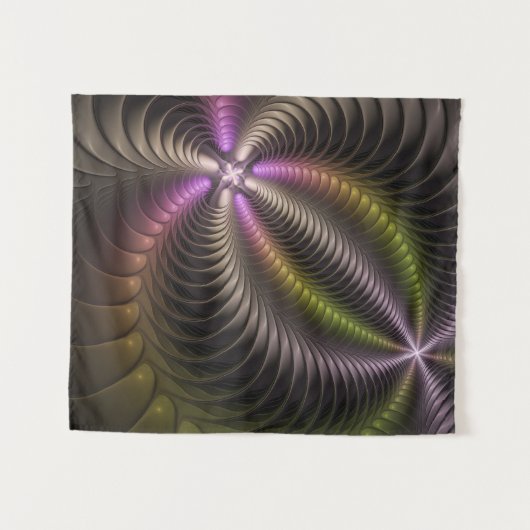 Abstracte glanzende Trippy Kleurrijke 3D Fractal A Wandkleed (Voorkant (horizontaal))