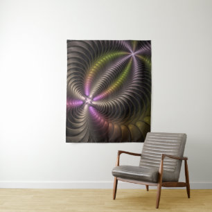 Abstracte glanzende Trippy Kleurrijke 3D Fractal A Wandkleed