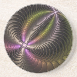Abstracte glanzende Trippy Kleurrijke 3D Fractal A Zandsteen Onderzetter