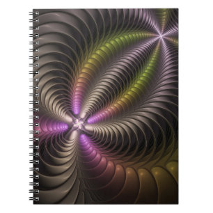 Abstracte glanzende trippy kleurrijke 3D fractale Notitieboek