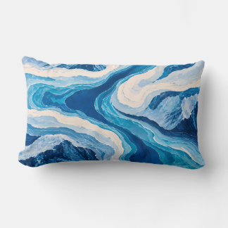 Abstracte Gletsjertopografie Blauwe & Gouden Worp Kussen