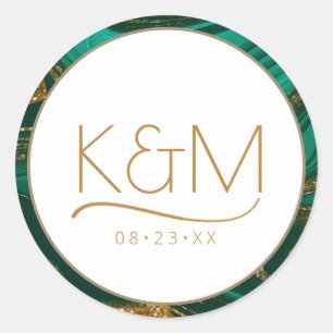 Abstracte Glitter Strata Border Wedding Green ID90 Ronde Sticker