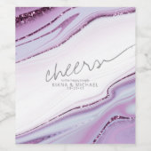 Abstracte Glitter Strata Cheers Lila/Wht ID903 Wijn Etiket (Enkel label)