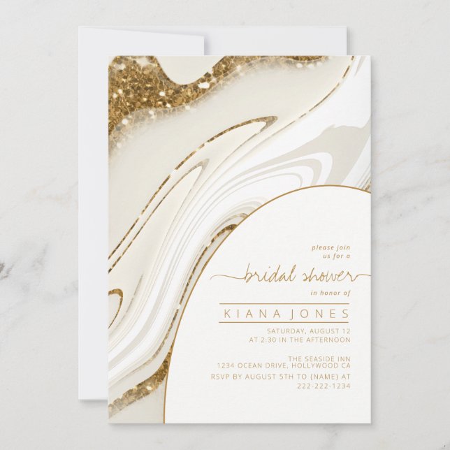 Abstracte Glitter Strata Vrijgezellenfeest Ivory I (Voorkant)