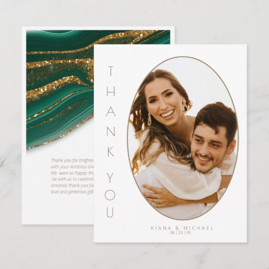 Abstracte Glitter Strata Wedding Dank je Gr ID903 Bedankkaart (Voorkant / Achterkant)