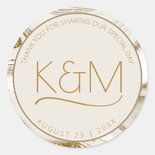 Abstracte Glitter Strata Wedding Dank u Ch ID903 Ronde Sticker (Voorkant)