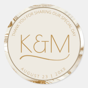 Abstracte Glitter Strata Wedding Dank u Ch ID903 Ronde Sticker