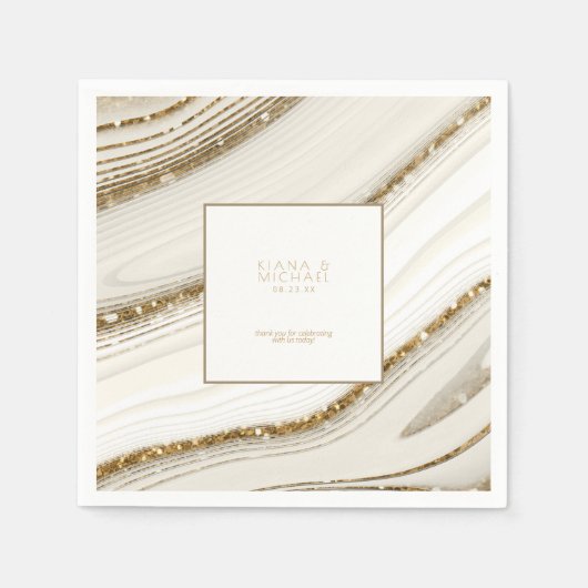 Abstracte Glitter Strata Wedding Dank u Iv ID903 Servet (Voorkant)