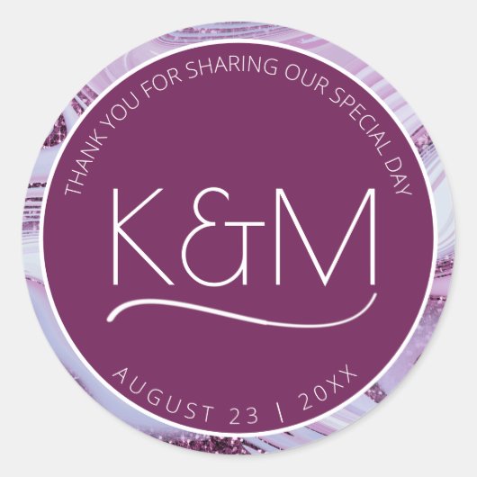 Abstracte Glitter Strata Wedding Dank u pl ID903 Ronde Sticker (Voorkant)