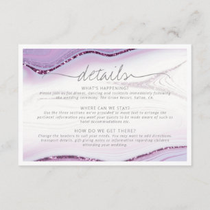 Abstracte Glitter Strata Wedding Details Wht ID903 Informatiekaartje