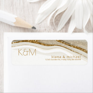 Abstracte Glitter Strata Wedding Ivory ID903 Etiket