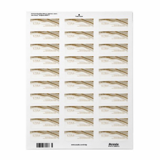 Abstracte Glitter Strata Wedding Ivory ID903 Etiket (Full Sheet)