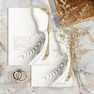 Abstracte Glitter Strata Wedding Ivory ID903 Kaart