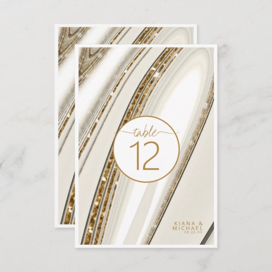 Abstracte Glitter Strata Wedding Ivory ID903 Kaart (Voorkant / Achterkant)
